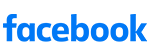 The image displays a logo with the text FACEBOOK in capital letters, set against a blue background.